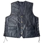 Gilet cuir biker lacet - LE PRATIQUE DU MOTARD