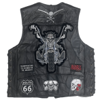 Gilet cuir biker a lacet - Skull Rider - LE PRATIQUE DU MOTARD