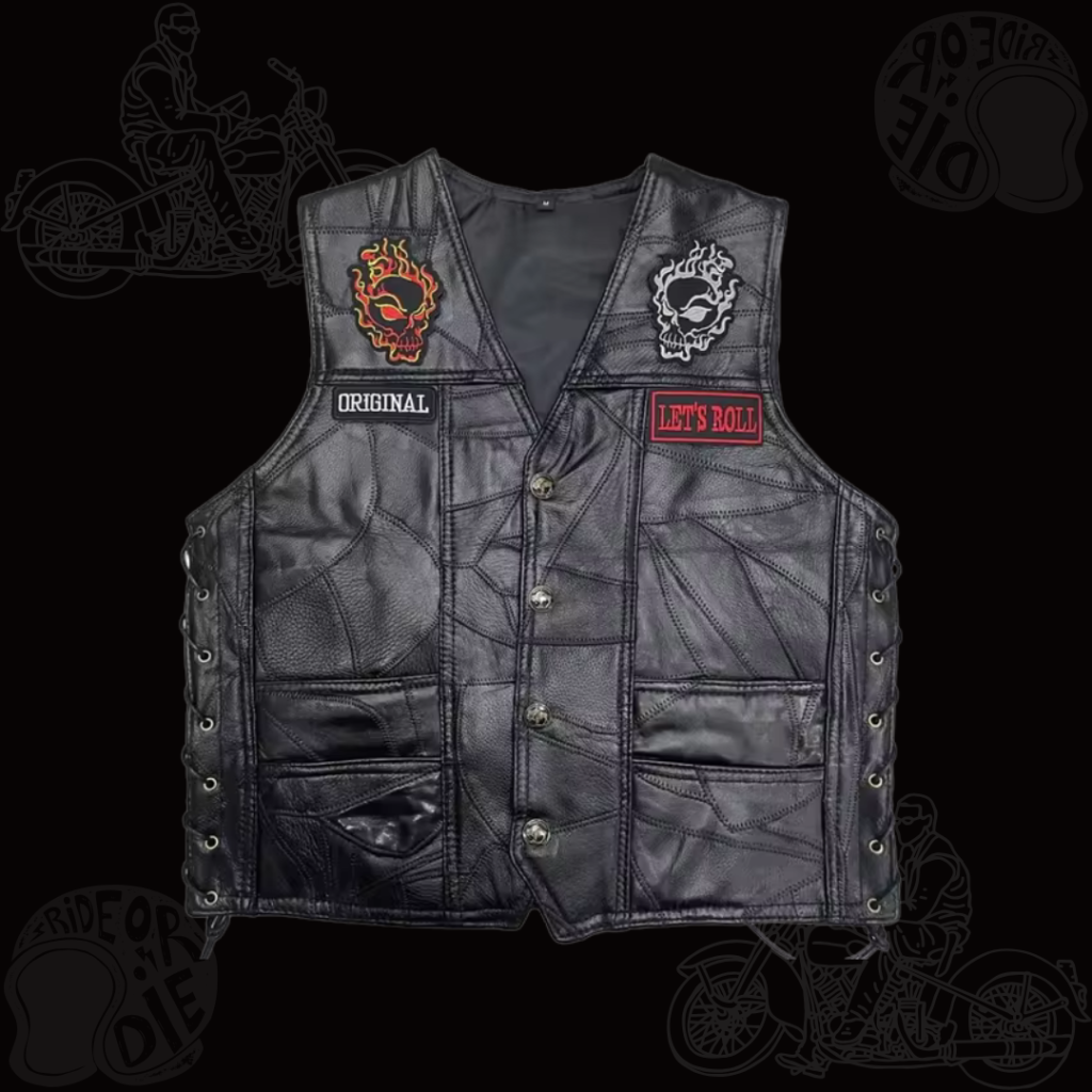 gilet en cuir biker