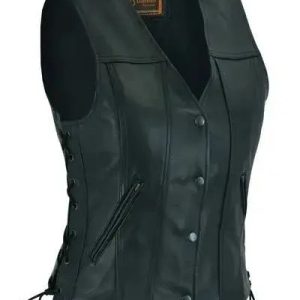 Gilet en cuir biker sans manche pour femme - Le Pratique du Motard