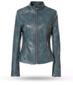 Veste Biker Femme Bleu Bleu / S