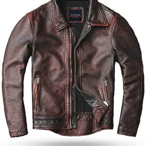 Veste Cuir Marron Vintage XXXL