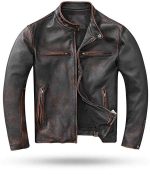 Veste en cuir vintage homme XXXL