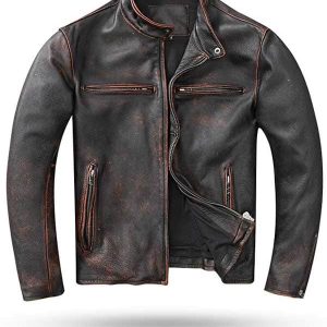 Veste en cuir vintage homme XXXL