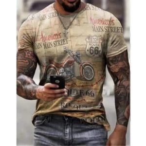 T-shirt pour homme " America Main street Route 66 " - Le Pratique du Motard